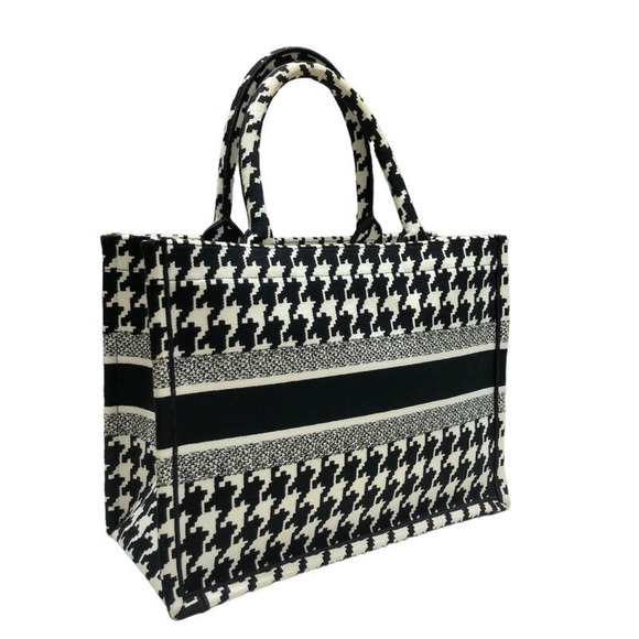 Dior Book Bag Tote Christian  Medium White Tote Black - Picture 1 of 9